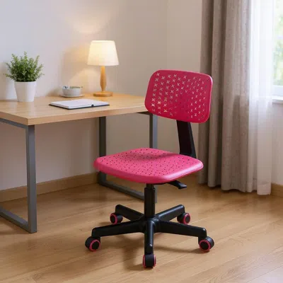 Hivvago Hot Pink And Black Adjustable Height Swivel Rolling Office Chair