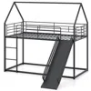 Hivvago House-shaped Metal Twin Over Twin Low Bunk Bed In Black