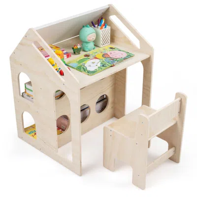Hivvago House-shaped Wooden Activity Kids Table Chair Set