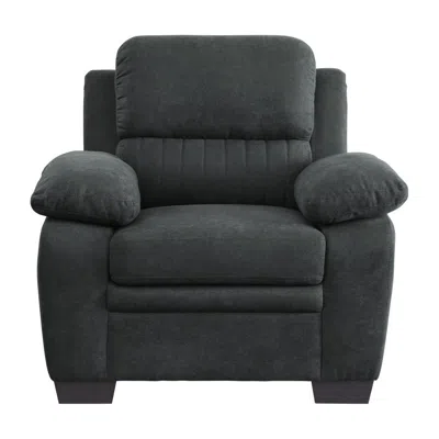 Hivvago Hugh 36 Inch Accent Chair, Dark Gray Polyester, Foam Cushioned, Solid Wood In Black