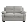 Hivvago Hugh 58 Inch Loveseat, Gray Polyester, Soft Foam Cushioned, Solid Wood
