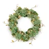 Hivvago Hydrangea And Seedum Floral Wreath 32"d In Green