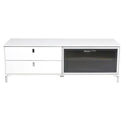 Hivvago Ida 60 Inch Tv Entertainment Console, Drawer, Pull Down Door, White Lacquer