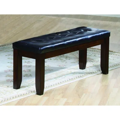Hivvago Impressive Leather Tufted Upholstered Bench In Brown And Black