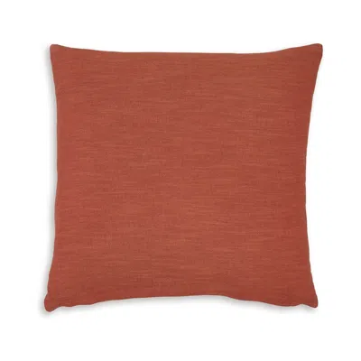 Hivvago Ina 22 Inch Accent Throw Pillow Set Of 4, Square, Rust Brown Cotton Linen In Red