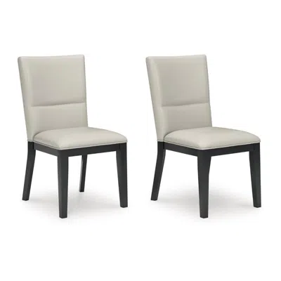 Hivvago Inari Dining Side Chair Set Of 2, Black Legs, Light Gray Faux Leather