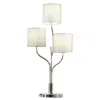 Hivvago Indi 30 Inch Table Lamp, 3 Drum Fabric Shade, Round Metal Base, Silver In Silver