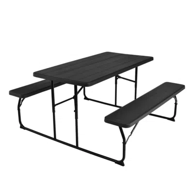 Hivvago Indoor And Outdoor Folding Picnic Table Bench Set With Wood-like Texture-black