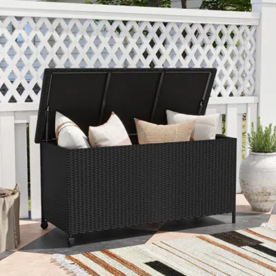 Hivvago Indoor Outdoor 85 Gallon Storage Container With Waterproof Liner And Universal Wheels-brown