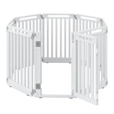 Hivvago Indoor Outdoor Dog Playpen With 8 Panels For Safe Pet Exercise In White