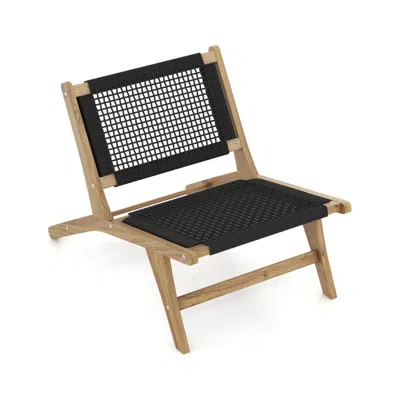 Hivvago Indoor Outdoor Teak Wooden Chair With Handwoven Cordage Seat And Backrest In Black