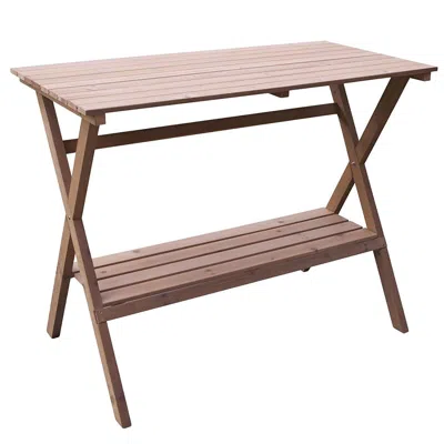 Hivvago Indoor Outdoor Wood Potting Bench Garden Table With Lower Shelf In Brown
