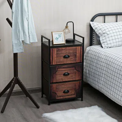 Hivvago Industrial 3-layers Fabric Dresser With Fabric Drawers And Steel Frame