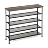 Hivvago Industrial Adjustable 5-tier Metal Shoe Rack With 4 Shelves For 16-20 Pairs