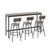 Hivvago Industrial Bar Table Set With 3 Stools - Gray