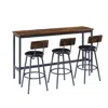 Hivvago Industrial Bar Table Set With 3 Stools - Rustic Brown