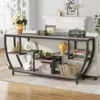 Hivvago Industrial Chic 70-inch Long Narrow Console Sofa Table With Gray Wood Shelves In Black