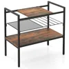 Hivvago Industrial Entryway Table With Removable Panel And Mesh Shelf