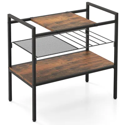 Hivvago Industrial Entryway Table With Removable Panel And Mesh Shelf