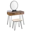Hivvago Industrial Makeup Dressing Table With 3 Lighting Modes-rustic Brown