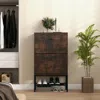 Hivvago Industrial Shoe Storage Cabinet With 2 Flip Drawers And 1 Bottom Metal Shelf-brown