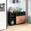 Hivvago Industrial Sideboard Cabinet With Removable Wine Rack And Glass Holder