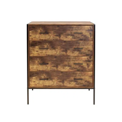 Hivvago Industrial Style 4 Tier Drawer Dresser With Sturdy Steel Frame In Brown