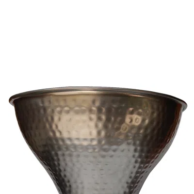 Hivvago Industrial Style Hammered Texture Iron Stool With Hourglass Shaped Body, Silver In Metallic