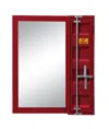 Hivvago Industrial Style Metal Vanity Mirror With Recessed Door Storage, Red