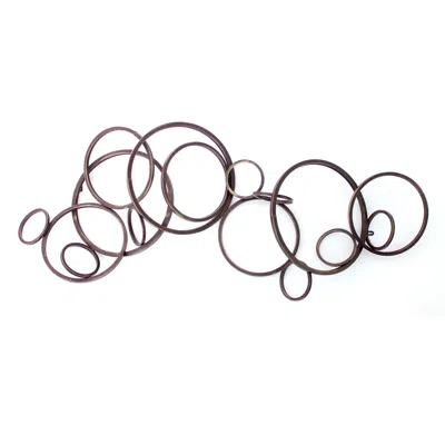 Hivvago Industrial Style Metal Wall Decor With Multiple Circles, Bronze