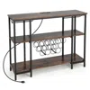 Hivvago Industrial Wine Rack Wine Bar Cabinet With Storage Shelves-brown