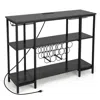 Hivvago Industrial Wine Rack Wine Bar Cabinet With Storage Shelves-brown