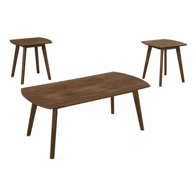 Hivvago Indy 3 Piece Coffee And End Table Set, Angled Legs, Walnut Brown Solid Wood