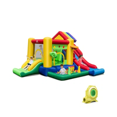 Hivvago Inflatable Bounce Castle With Double Slides And 735w Blower