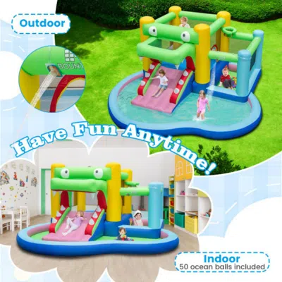 Hivvago Inflatable Bounce House With Slide And Splash Pooland And 680w Blower