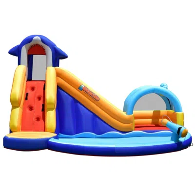 Hivvago Inflatable Bouncy House With Slide And Splash Pool Without Blower In Multi
