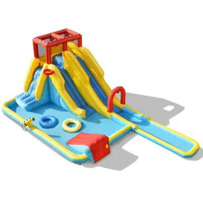 Hivvago Inflatable Dual Slide Water Park Climbing Bouncer With 735w Air Blower In Multi