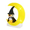 Hivvago Inflatable Owl On Moon Led Lighted Halloween Decoration With Large Moon And Wizard Owl