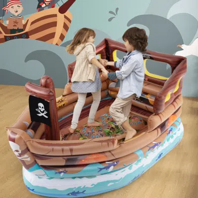 Hivvago Inflatable Pirate Ship Playhouse With Built-in Motor And Inflatable Toy Sword-brown