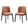 Hivvago Iora 22 Inch Side Dining Chair Set Of 2, Ergonomic, Brown Fabric, Black In Brown
