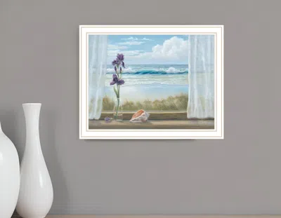 Hivvago Irises On Windowsill White Framed Print Wall Art