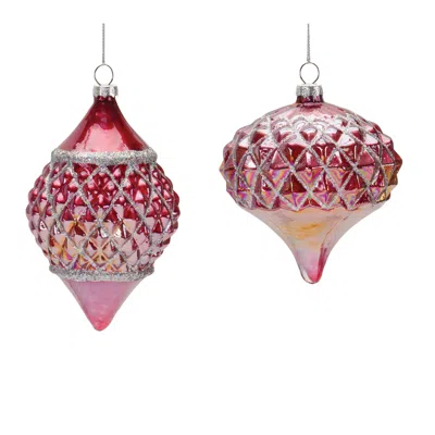 Hivvago Irredescent Glass Ornament (set Of 6) In Red