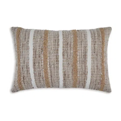 Hivvago Ishy 14 X 22 Lumbar Accent Pillow Set Of 4, Stripe Design, Brown White