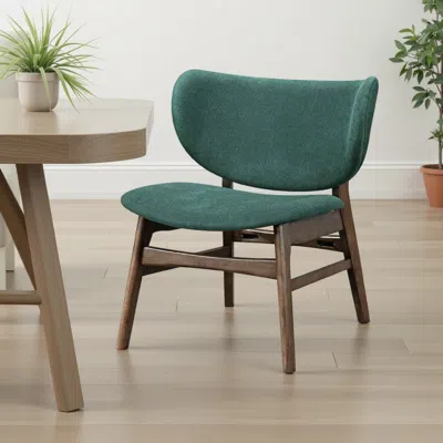 Hivvago Isina Dining Side Chair, Rich Green Polyester, Walnut Brown Solid Wood