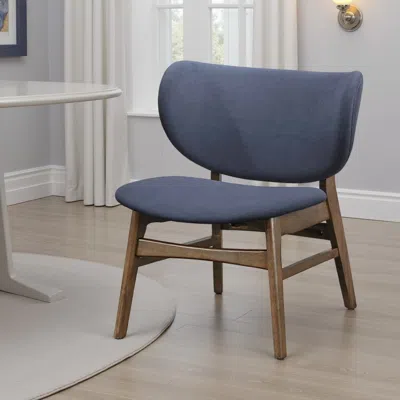 Hivvago Isina Dining Side Chair, Slate Blue Polyester, Walnut Brown Solid Wood