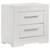 Hivvago Ivon Nightstand, 2 Drawers, 26 Inch Modern Glossy White Solid Hardwood In White