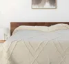 Hivvago Ivory Geometric King Cotton Coverlet With Fringe In Neutral