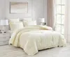 Hivvago Ivory Microfiber 3-piece Comforter Set With Ruffled Edge Trim In Neutral