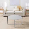 Hivvago Ivy 30 Inch Marble Top Round Coffee Table With Metal Frame, White And Black In White