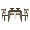 Hivvago Ivy 5 Piece Dining Set, Square Top Table, 4 X Back Chairs, Brown Solid Wood In Brown
